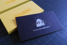 Letterpress business cards for Makers and Company let